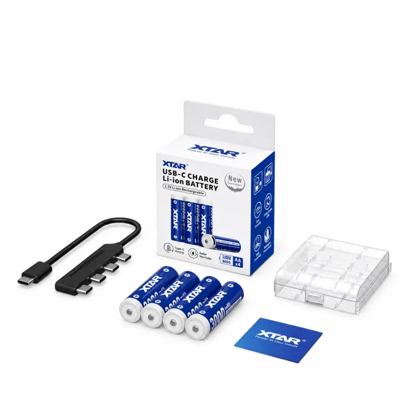 XTAR R6 / AA 1.5V Li-ion 3000mAh USB-C laetav kaitsmega aku