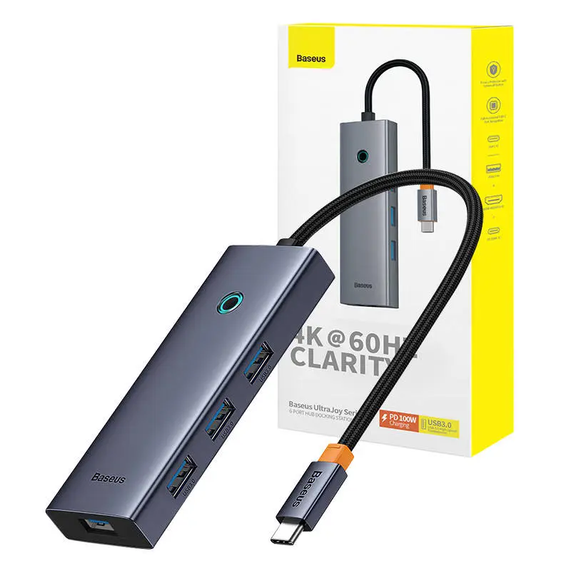 Docking station / adapter USB C plug - 3 types of connector (HDMI + 4x USB3.0 + USB-C) UltraJoy BASEUS