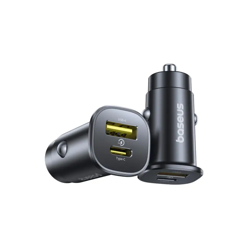 Car Fast Charger GoTrip 30W 12-24V USB-A + USB-C QC PD, Black