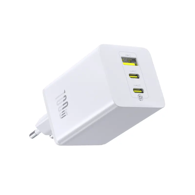 Seina kiirlaadija EnerFill FE11 100W USB-A + 2xUSB-C QC PD, valge