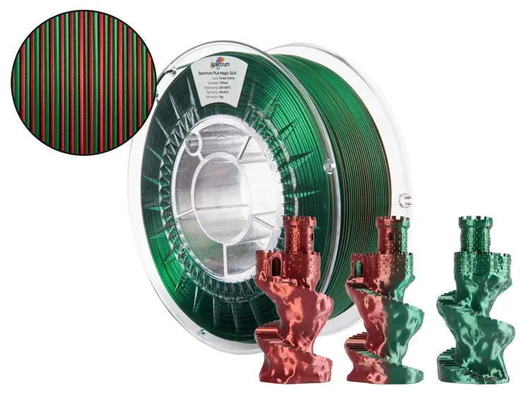 Filament PLA Magic silk FOREST FLAME (roheline, punane) 1kg Spectrum