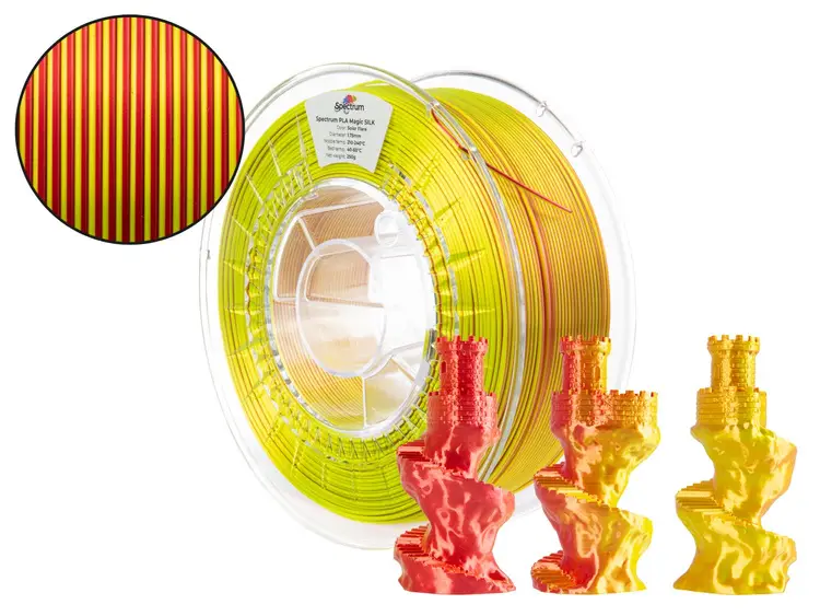 Filament PLA Magic silk SOLAR FLARE (kollane, punane) 1kg Spectrum