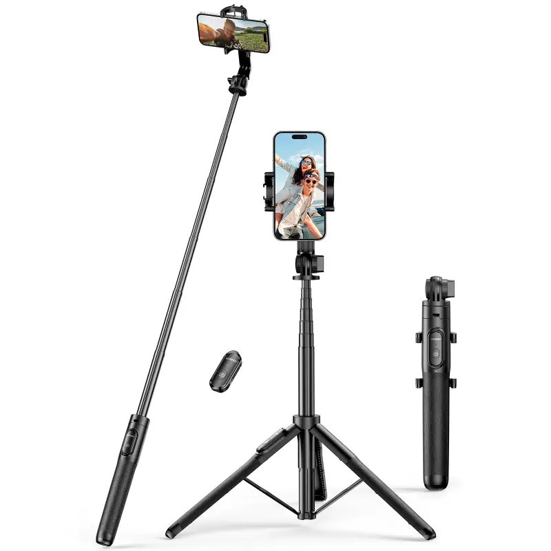 Selfiepulga statiiv Bluetooth puldiga 4,6-7,2" nutitelefonidele, tegevuskaameratele