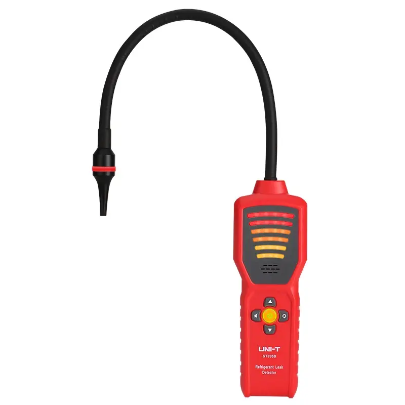 Refrigerant Leak Detector, long life sensor, 6-sensitivity levels; Audible and visual alarm; Power-on auto-reset; probe light, UNI-T