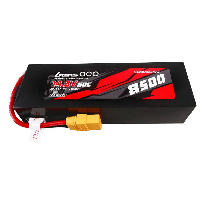 Gens ace G-Tech 8500mAh 14.8V 60C 4S1P LiPo akuplokk PC materjalist korpuse ja XT90 pistikuga