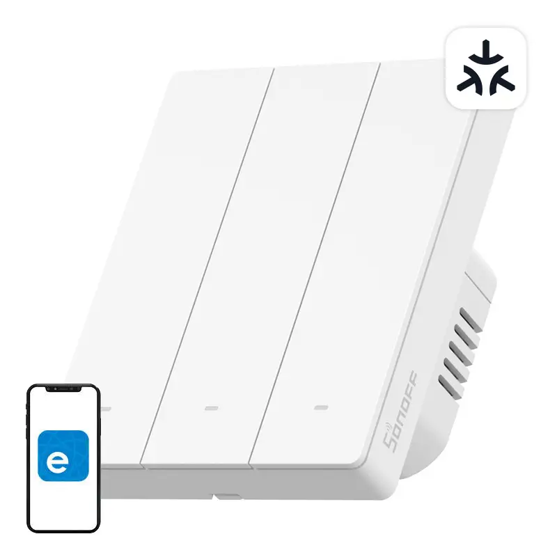 M5-3C-80W WiFi Matter nutikas seinavalgusti lüliti (3-kanaliline, raamile)