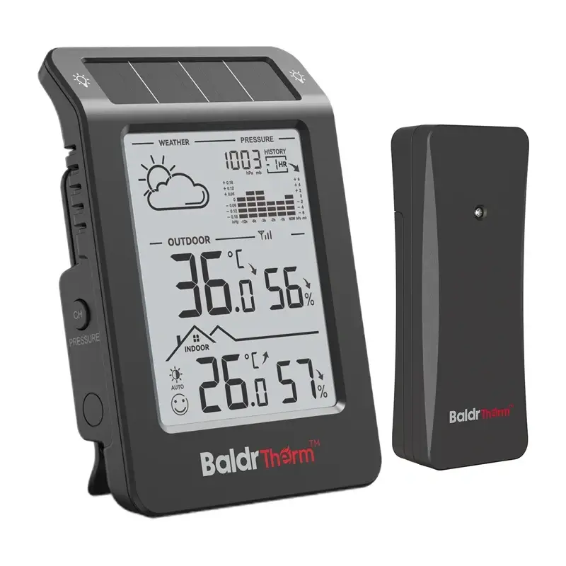 BALDRTHERM B0596WT2H2P-V1 päikeseenergial töötav ilmajaam (must)