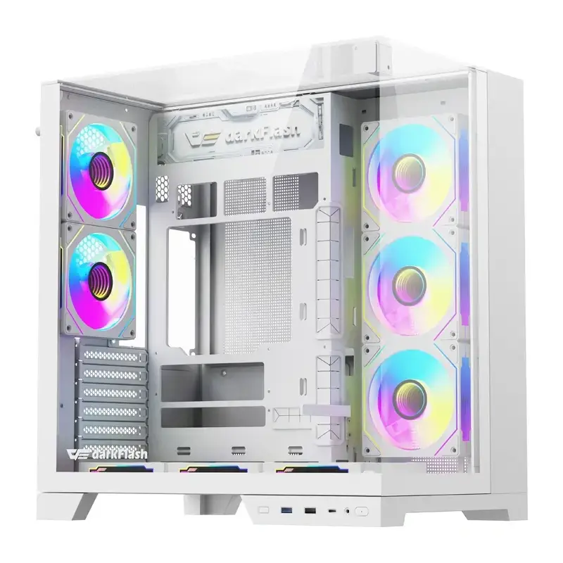 Arvutikarp DarkFlash TH285 PLUS + 8 ventilaatorit (valge)