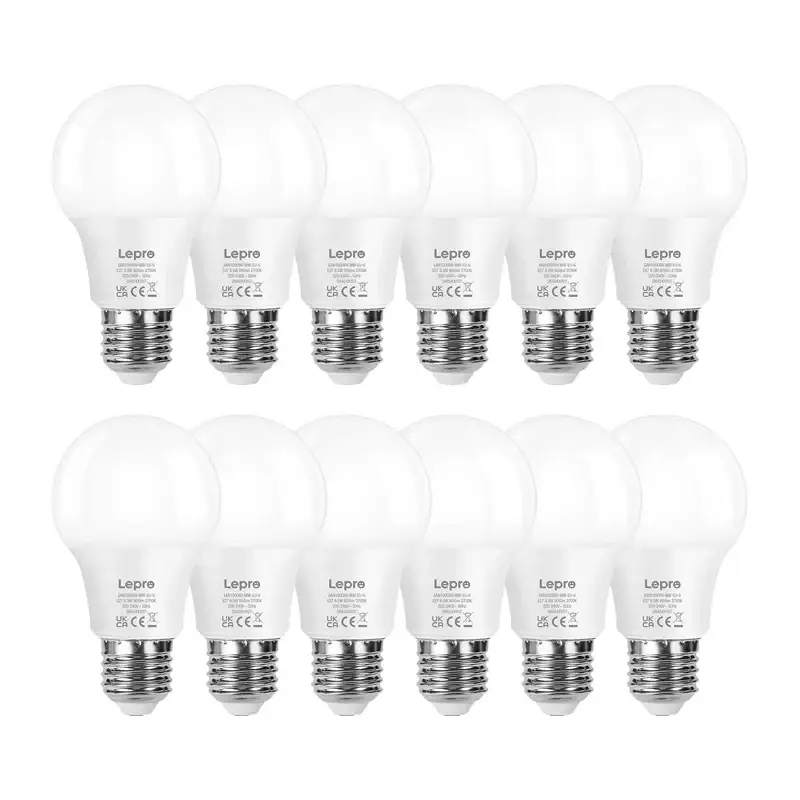 LEPRO 100089-WW-EU-12 LED-pirn, E27, A60, 8,5W (60W), 806 lm, 2700K (soe valge), 180°, 12-pakend