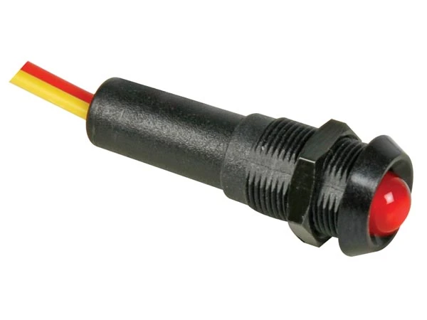 Punane LED-lamp,12V - must korpus