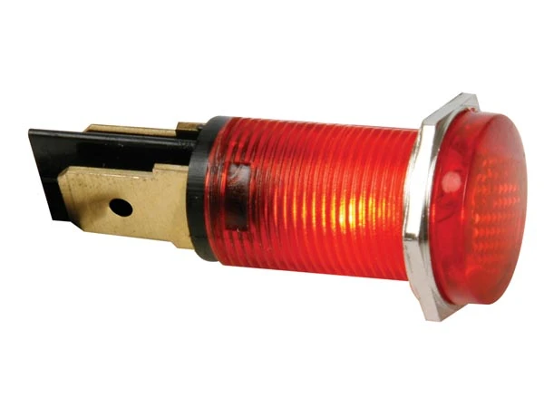 14mm ümmargune paneeli kontroll-lamp, 12V punane