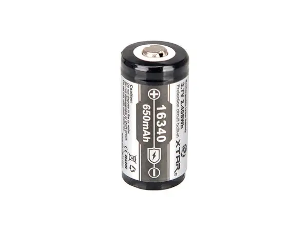 XTAR - Liitiumioonaku 3.7 V - 650 mAh - 16340
