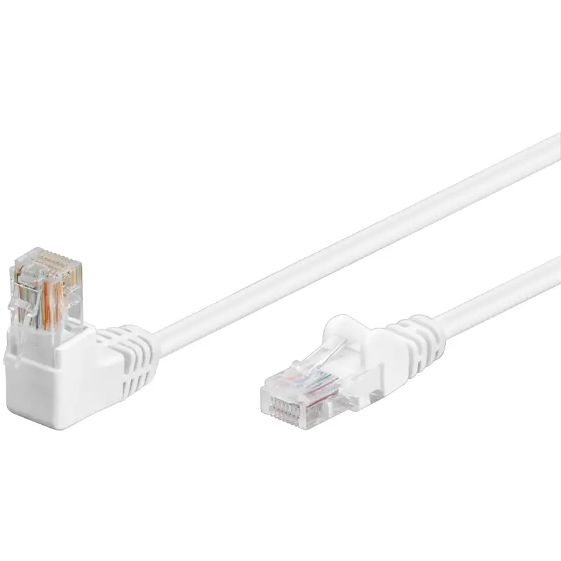 CAT 5e Patch Cable 1x 90° Angled, U/UTP, white