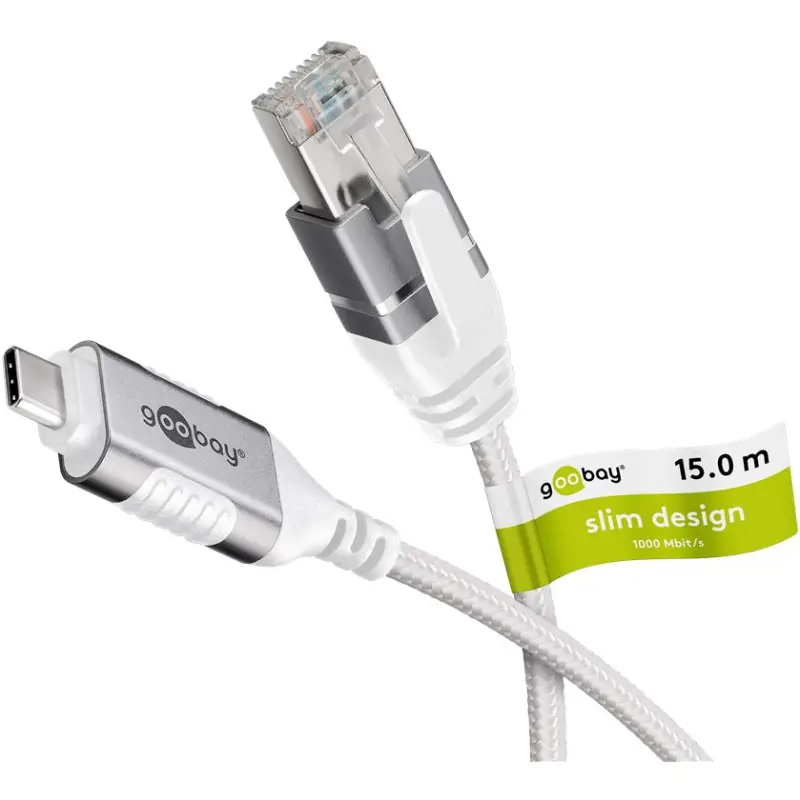 USB-C™ 3.1 to RJ45 Ethernet Cable, Slim, 15 m