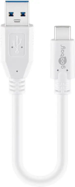 USB-C™ to USB-A Cable, 0.2 m, white