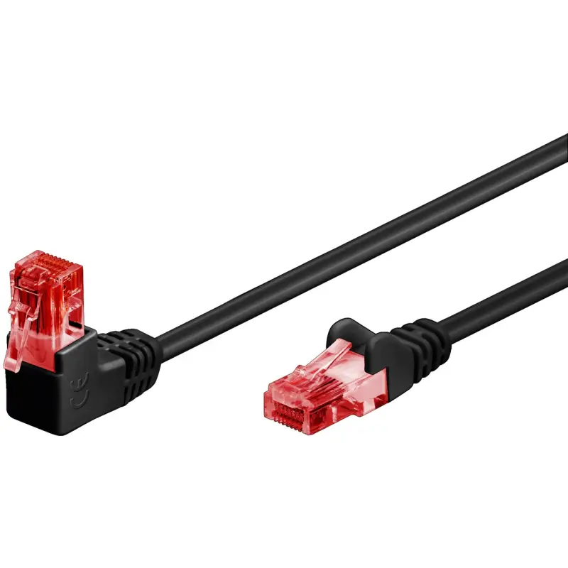 CAT 6 Patch Cable 1x 90° Angled, U/UTP, black