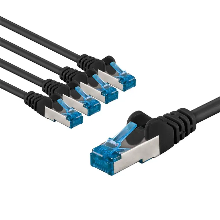 CAT 6A Patch Cable S/FTP (PiMF), 1 m, black, Set of 5