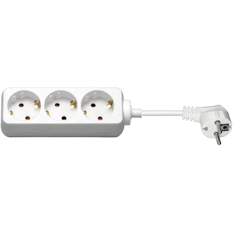 3-Way Power Strip, 1.5 m, white