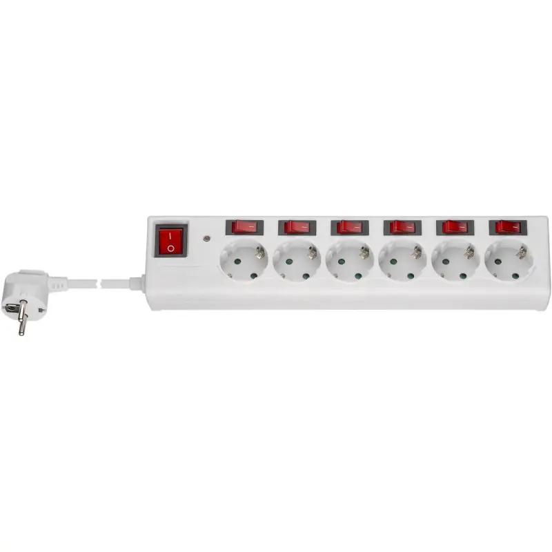 6-Way Surge-Protected Power Strip with Switch, 1.5 m