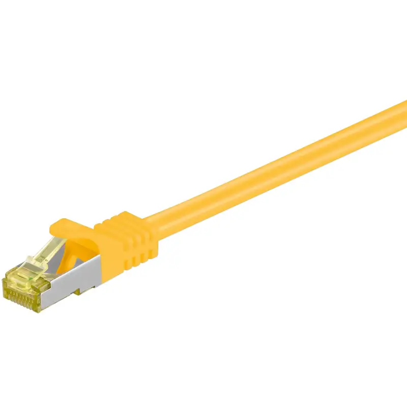 RJ45 Patch Cord CAT 6A S/FTP (PiMF), 500 MHz, with CAT 7 Raw Cable, yellow