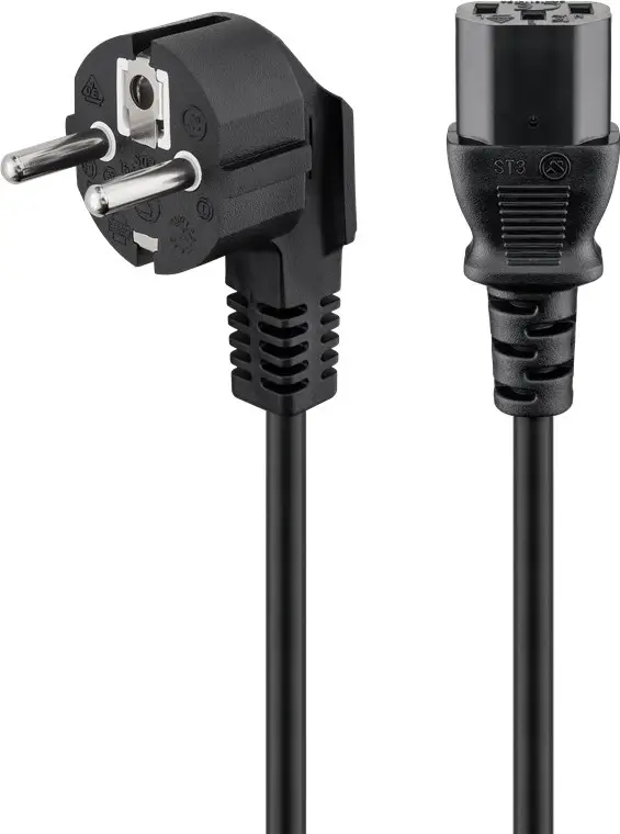 Angled IEC Cord, 3 m, Black, (3*1 mm²)