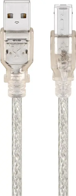 USB-A to USB-B Cable, 3 m, transparent