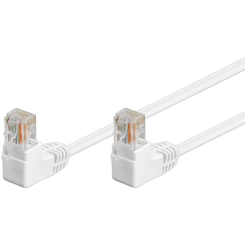 CAT 5e Patch Cable 2x 90° Angled, U/UTP, white