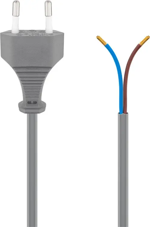 Cable with Euro Plug for Assembly, 1.5 m, Grey, (2*0.75 mm²)