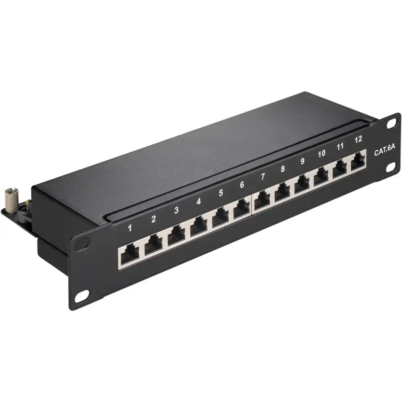 CAT 6a 10 inch (25.4 cm) Patch Panel, 12 Port