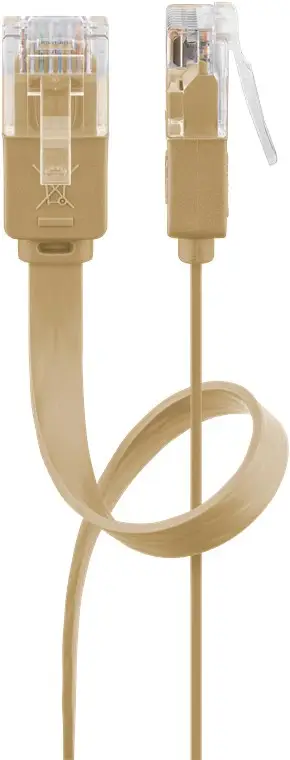 CAT 6 Flat Patch Cable, U/UTP, light brown