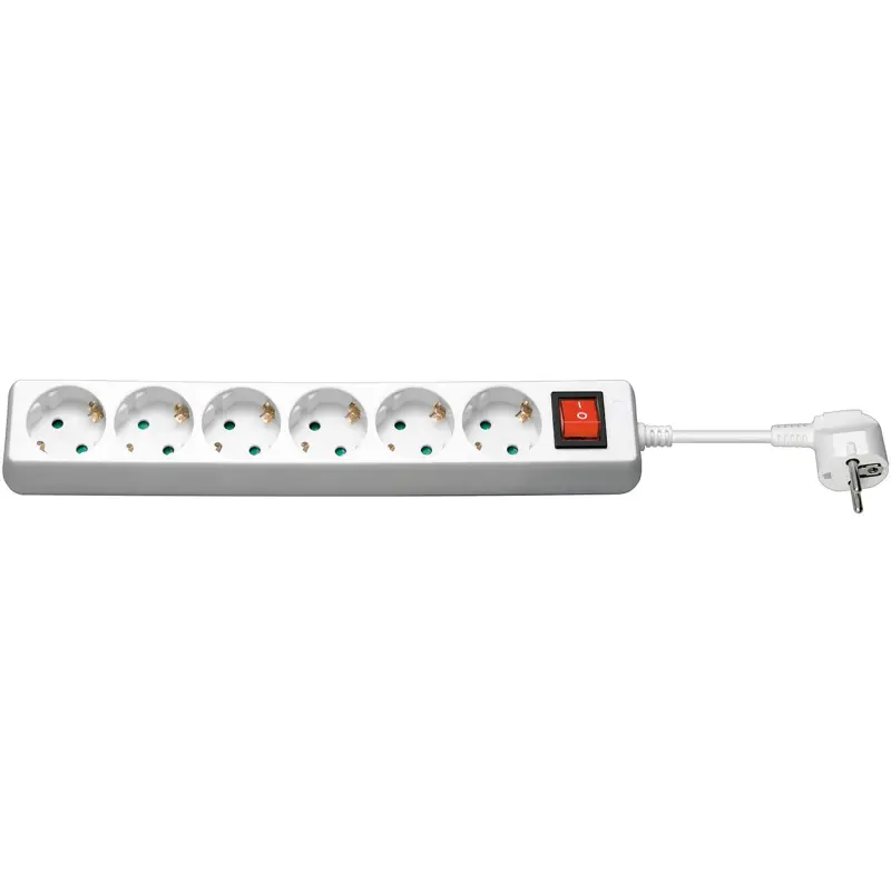 6-Way Power Strip with Switch, 1.5 m, white