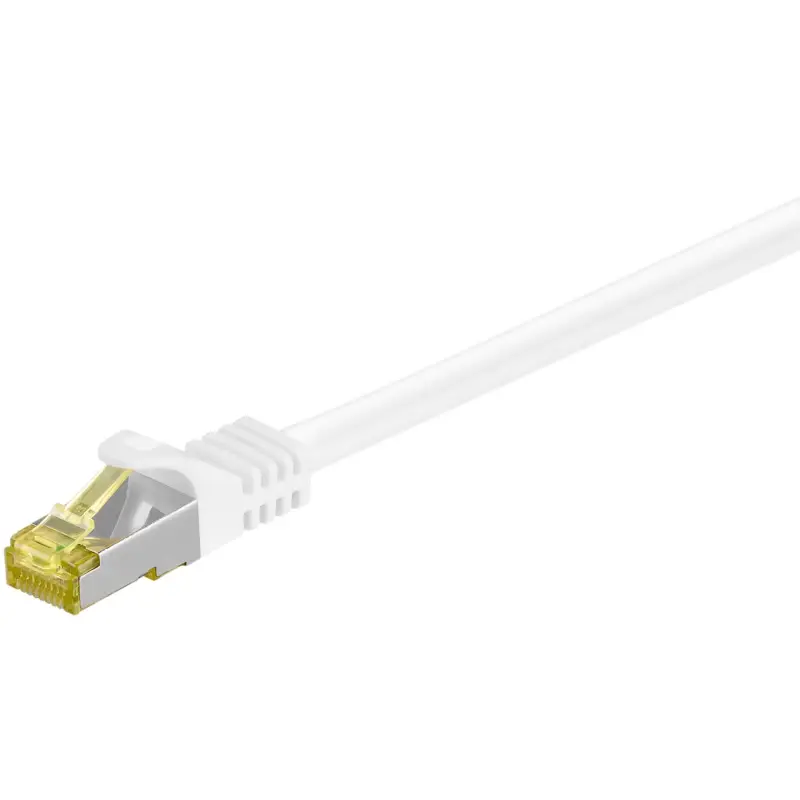 RJ45 Patch Cord CAT 6A S/FTP (PiMF), 500 MHz, with CAT 7 Raw Cable, white