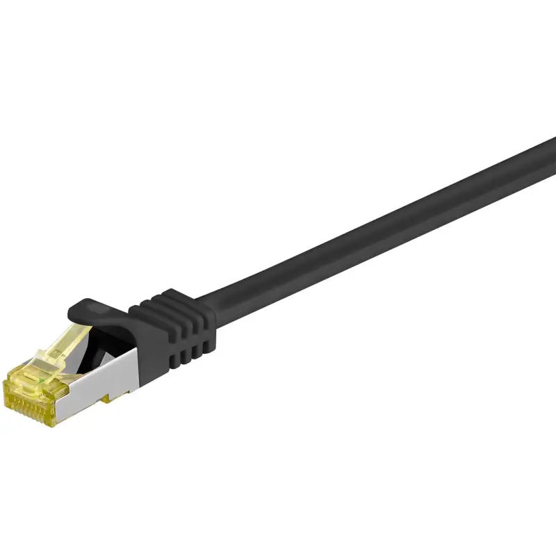 RJ45 Patch Cord CAT 6A S/FTP (PiMF), 500 MHz, with CAT 7 Raw Cable, black