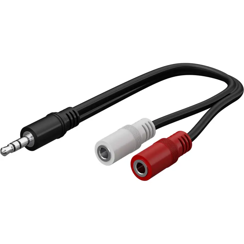 3.5 mm Audio Y-Shaped Cable Adapter, 1x Male to 2x Female Mono