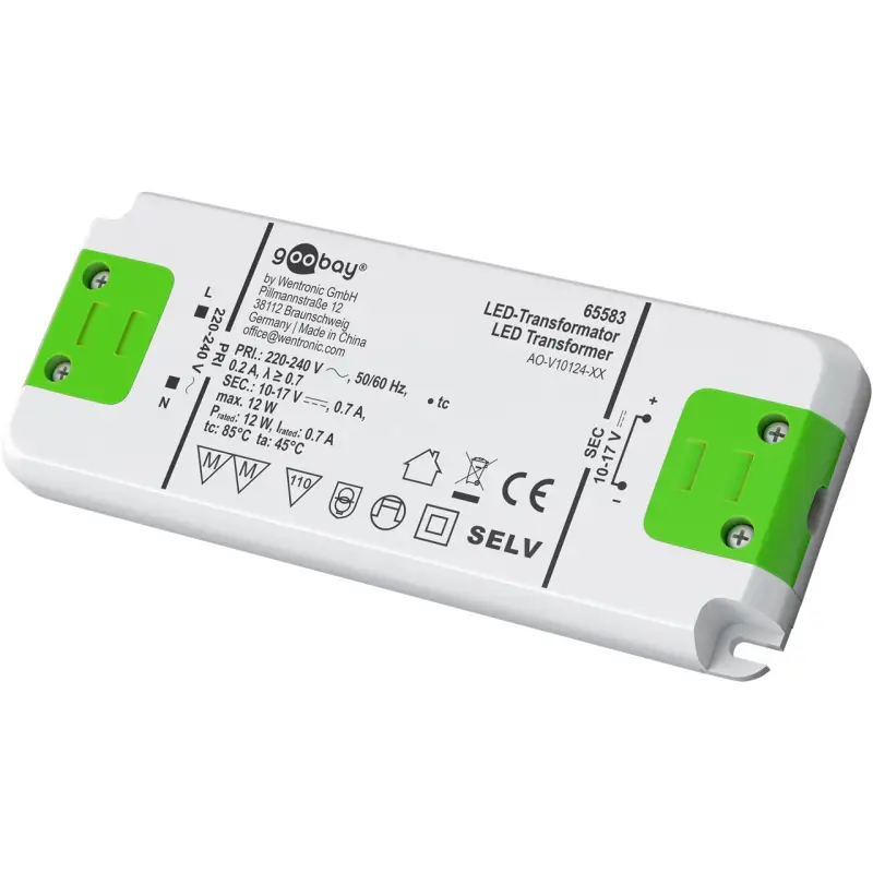 Constant Current LED Transformer 700 mA, 12 W, Superflat