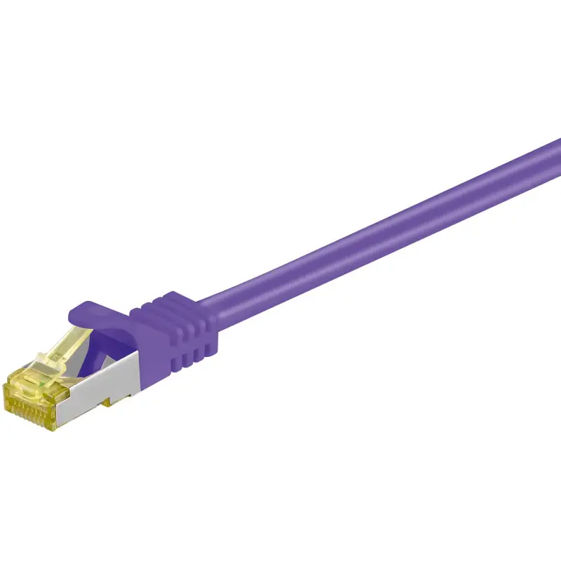 RJ45 Patch Cord CAT 6A S/FTP (PiMF), 500 MHz, with CAT 7 Raw Cable, violet