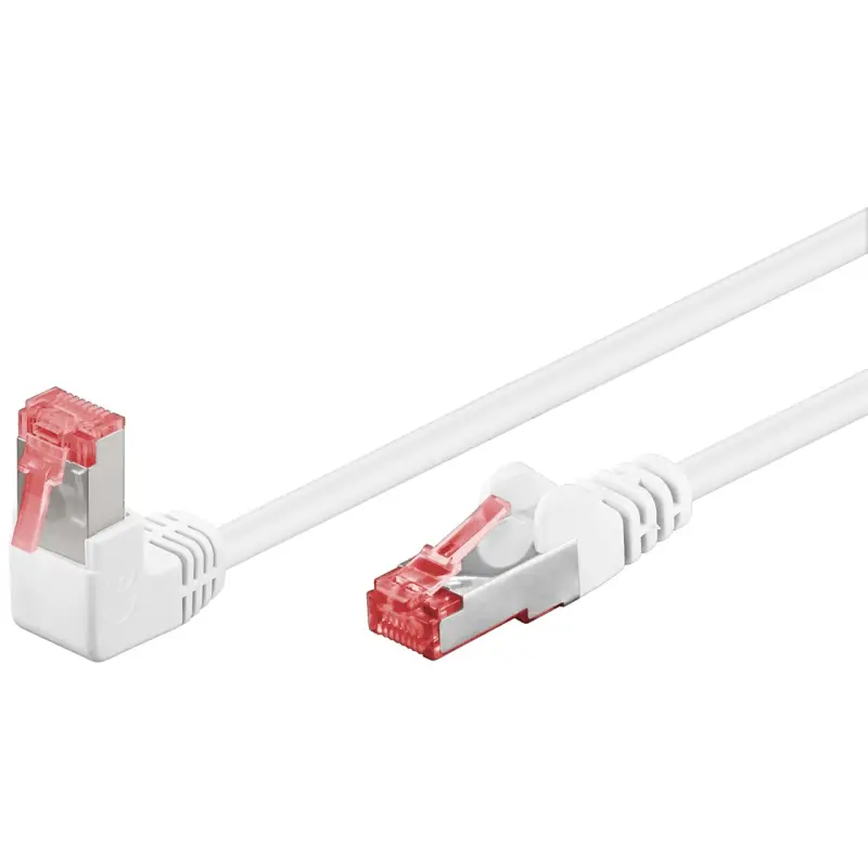 CAT 6 Patch Cable 1x 90° Angled, S/FTP (PiMF), white