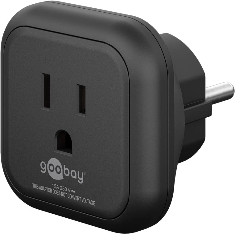 Travel Adapter USA/Japan to Europe, black