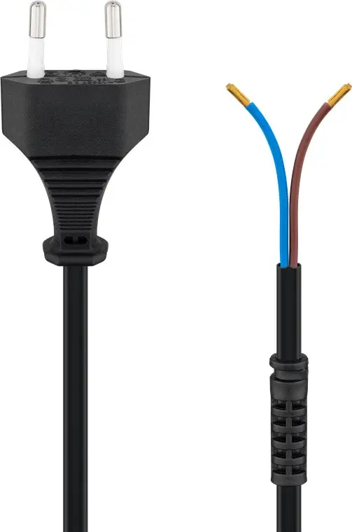 Cable with Euro Plug for Assembly, 1.5 m, Black, (2*0.75 mm²)