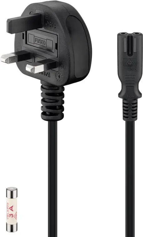 UK Mains Connection Cable, 1.8 m, Black, (2*0.75 mm²)