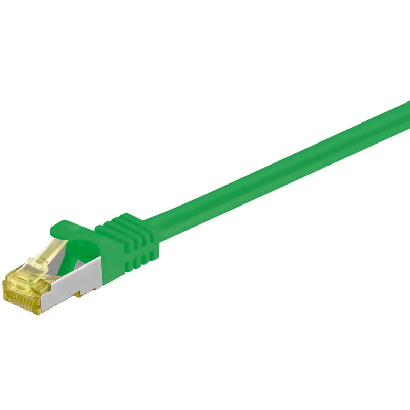 RJ45 Patch Cord CAT 6A S/FTP (PiMF), 500 MHz, with CAT 7 Raw Cable, Green