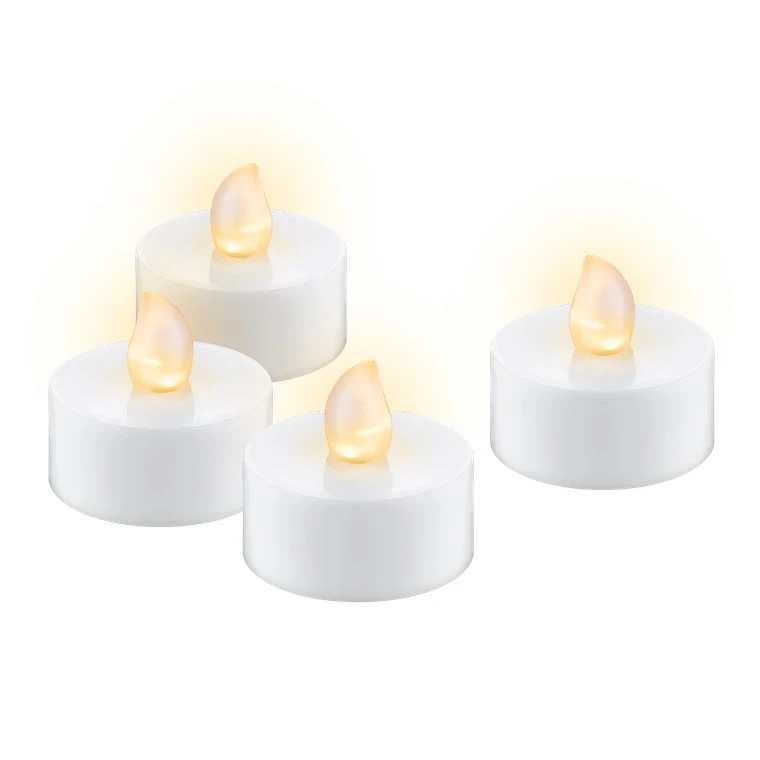 Set of 4 LED Tea Lights with Timer, white