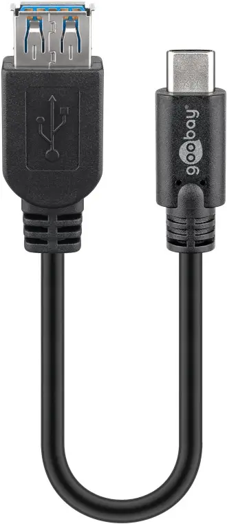 USB-C™ to USB-A Cable, OTG, 0.2 m, black