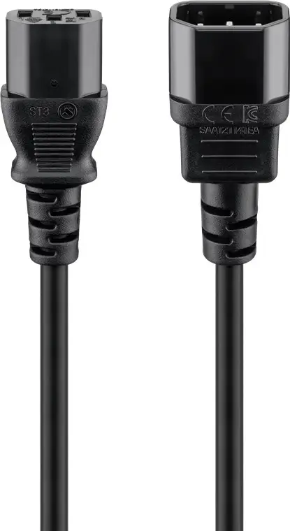 Extension Lead with C13 socket and C14 plug, 0.5 m, Black, (3*0.75 mm²)