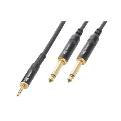 3.5mm stereo plug-2x6.3mm mono plug 1.5m Gilded tips PD Black