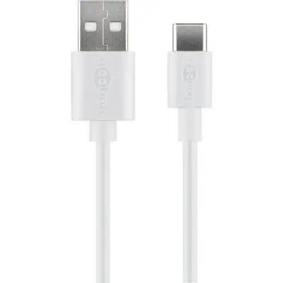 USB-A - USB-C 2.0 kaabel 10cm valge