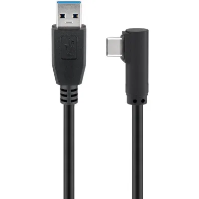 USB-A - USB-C 3.0 kaabel nurk 0.5m must