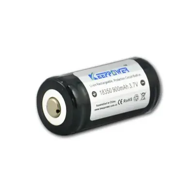 Rechargeable battery, li-ion, 18350, 3.7v, 0.8ah, Ø18x37mm