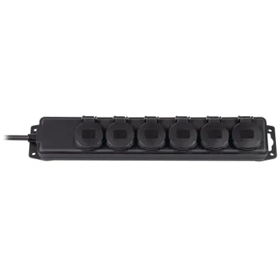 Extension Socket 6-Way 2.00 m Black - Protective Contact TYPE F