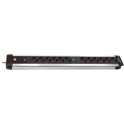 Extension Socket Premium-alu-line 12-way 3.00 M Aluminium/black - Protective Contact Type F